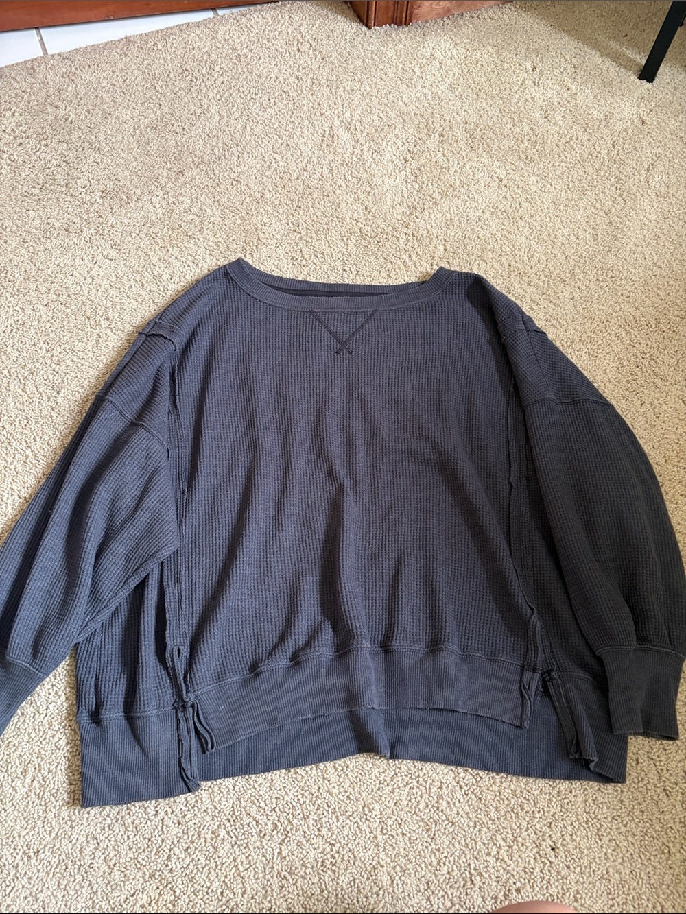 Women’s Charcoal Waffle Knit Pullover Sweater